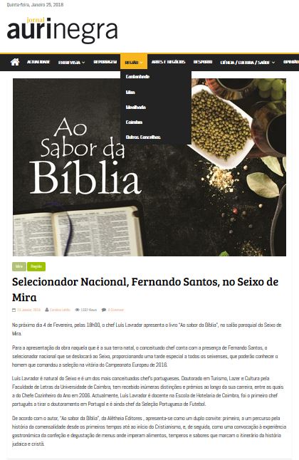 Fernando Santos apresenta livro de chef Luís Lavrador em Seixo de Mira